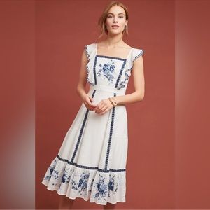FarmRio Anthro Galatea Embroidered Dress
